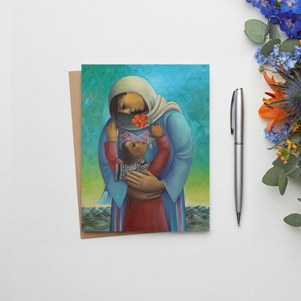 Mothers day, Sliman Mansour. Single Notecard with envelope, blank inside for your own message