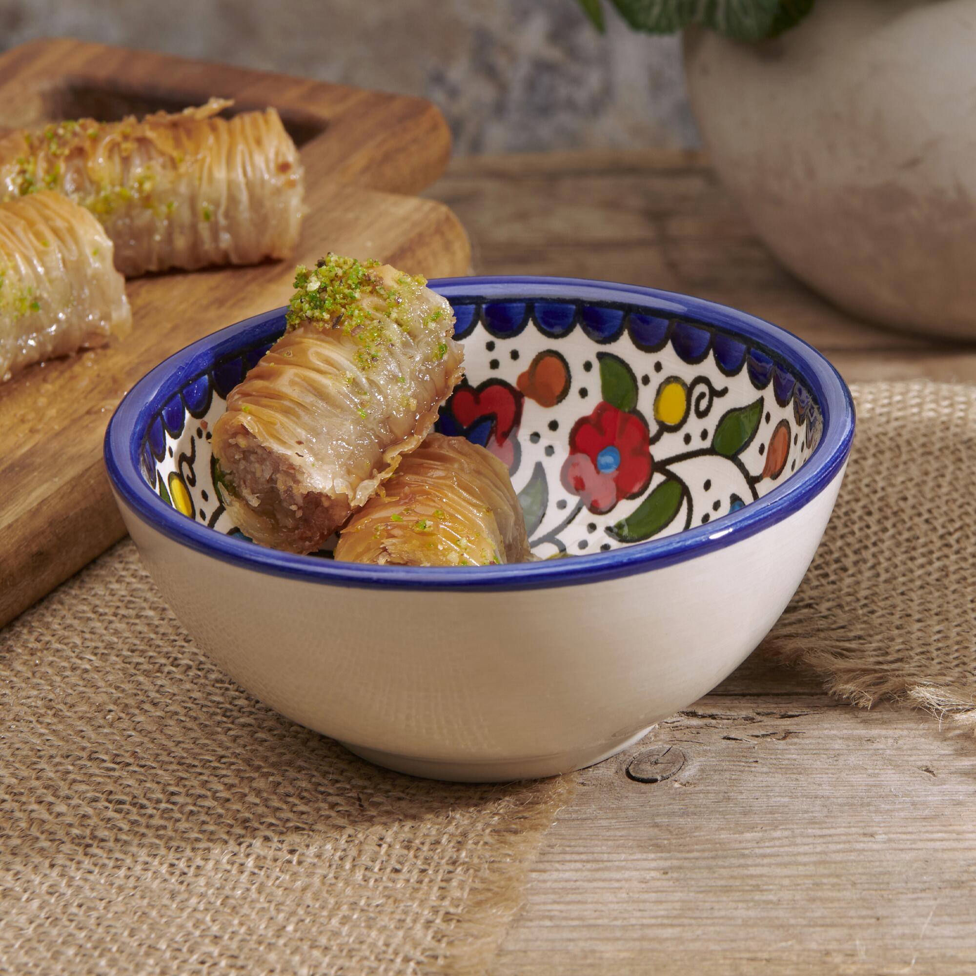 Embrace the Middle East - Homeware - Palestinian Ceramic Snack Bowl Colourful Floral