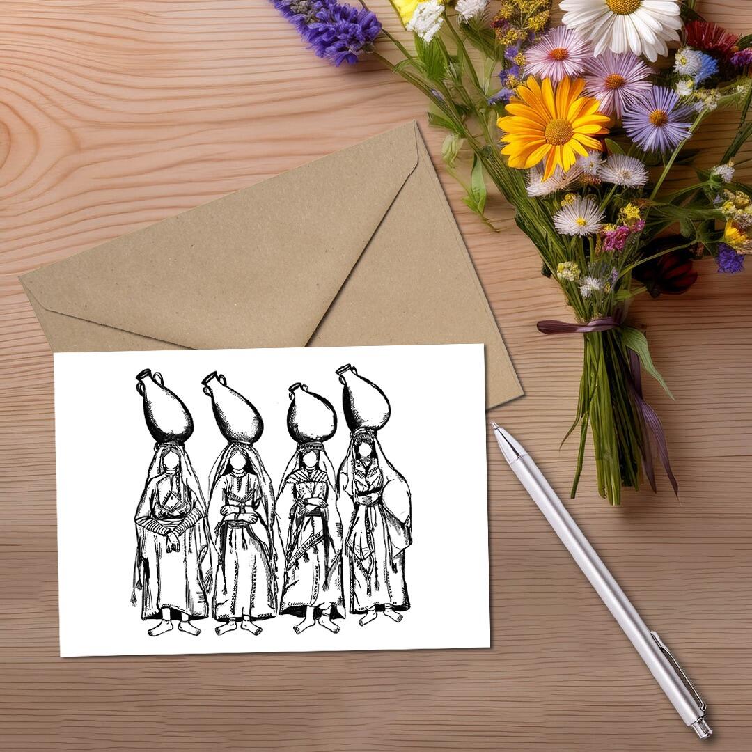Palestinian Women Single Notecard. Illustrated by Palestinian visual artist Shatha Safi