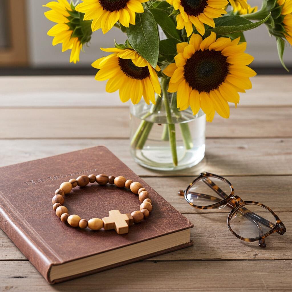 Olive Wood Bracelet with Cross lifestyle