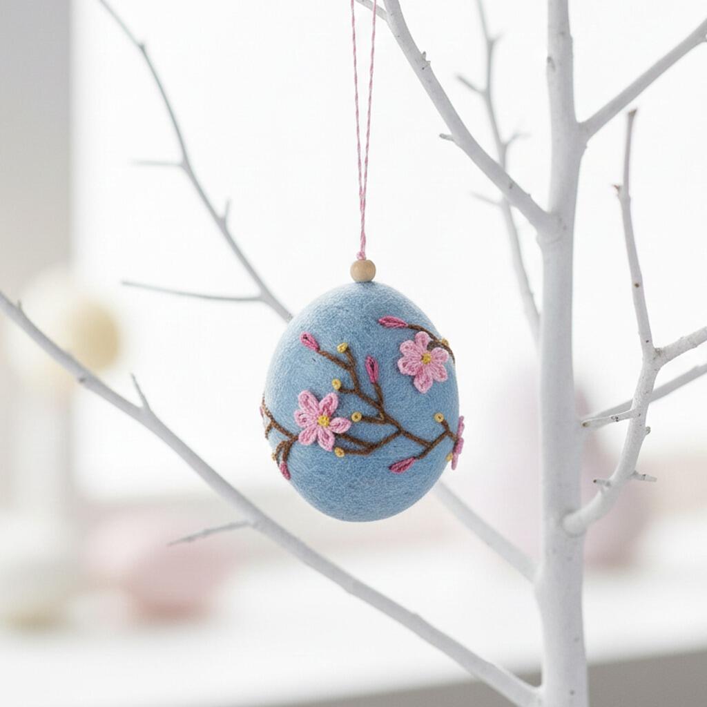 Easter Tree Decorations Easter Tree Decoration - Felt Embroidered Egg