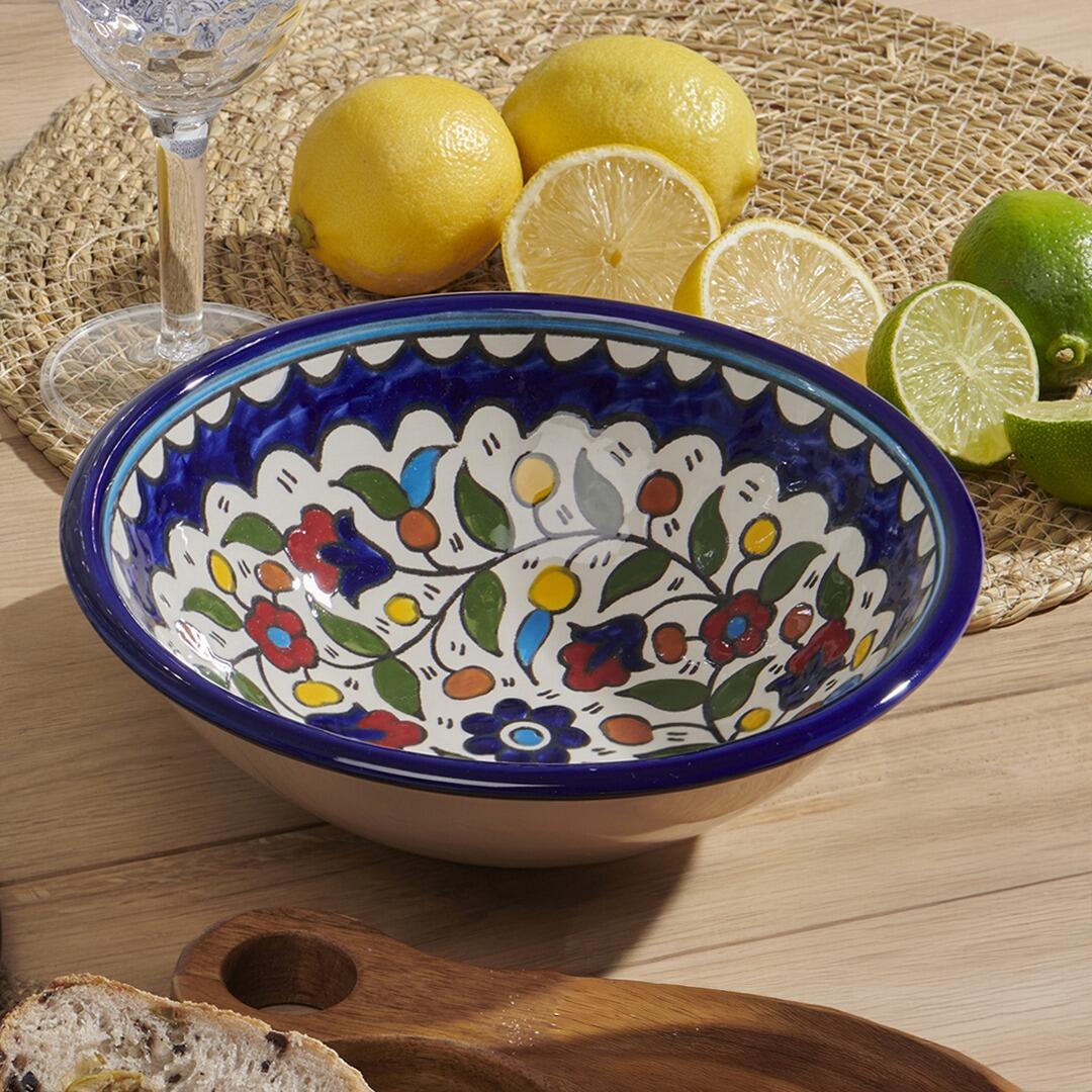 Embrace the Middle East - Homeware - Palestinian Ceramic Large Bowl Colourful Floral