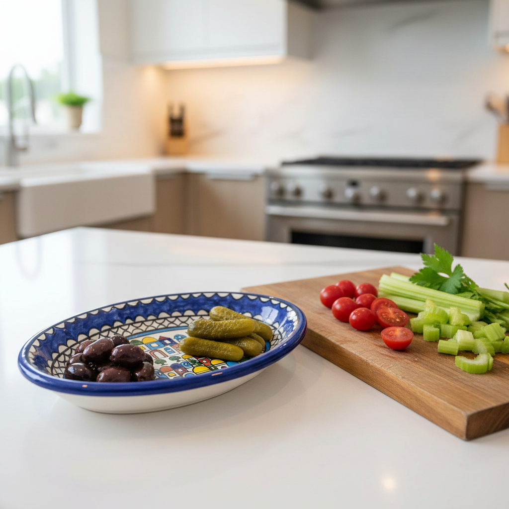 Embrace the Middle East - Homeware - Palestinian Ceramic Villages Oval Platter