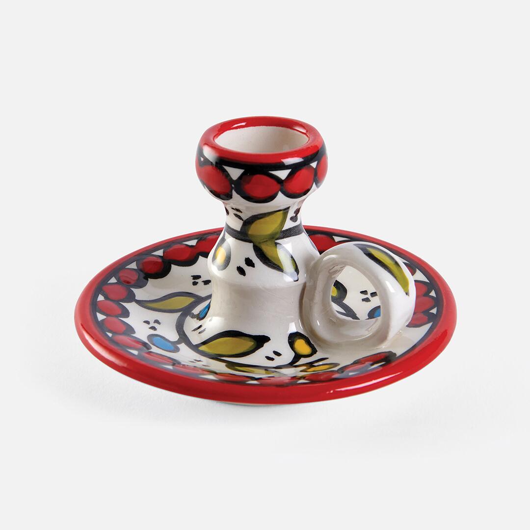 Embrace the Middle East - Homeware - Palestinian Ceramic Candle Holder Red Floral