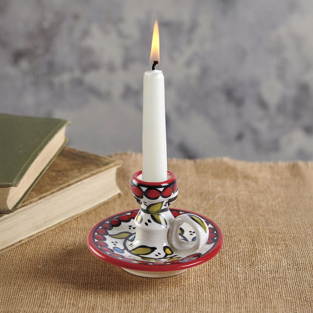 Embrace the Middle East - Homeware - Palestinian Ceramic Candle Holder Red Floral