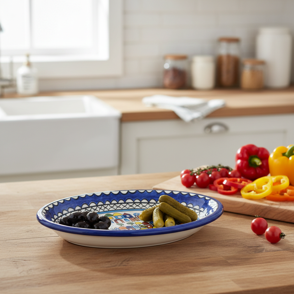 Embrace the Middle East - Homeware - Palestinian Ceramic Villages Oval Platter