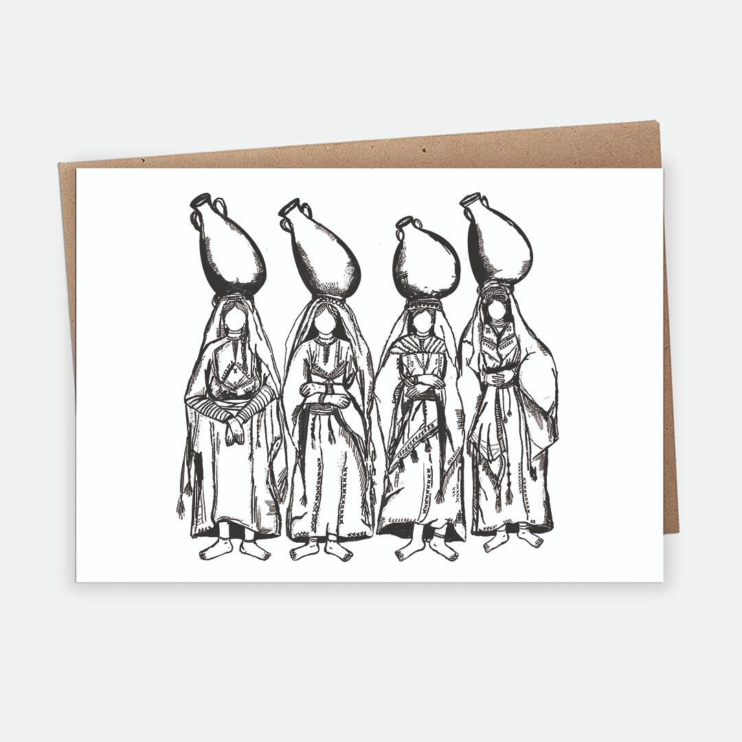Palestinian Women Single Notecard. Illustrated by Palestinian visual artist Shatha Safi