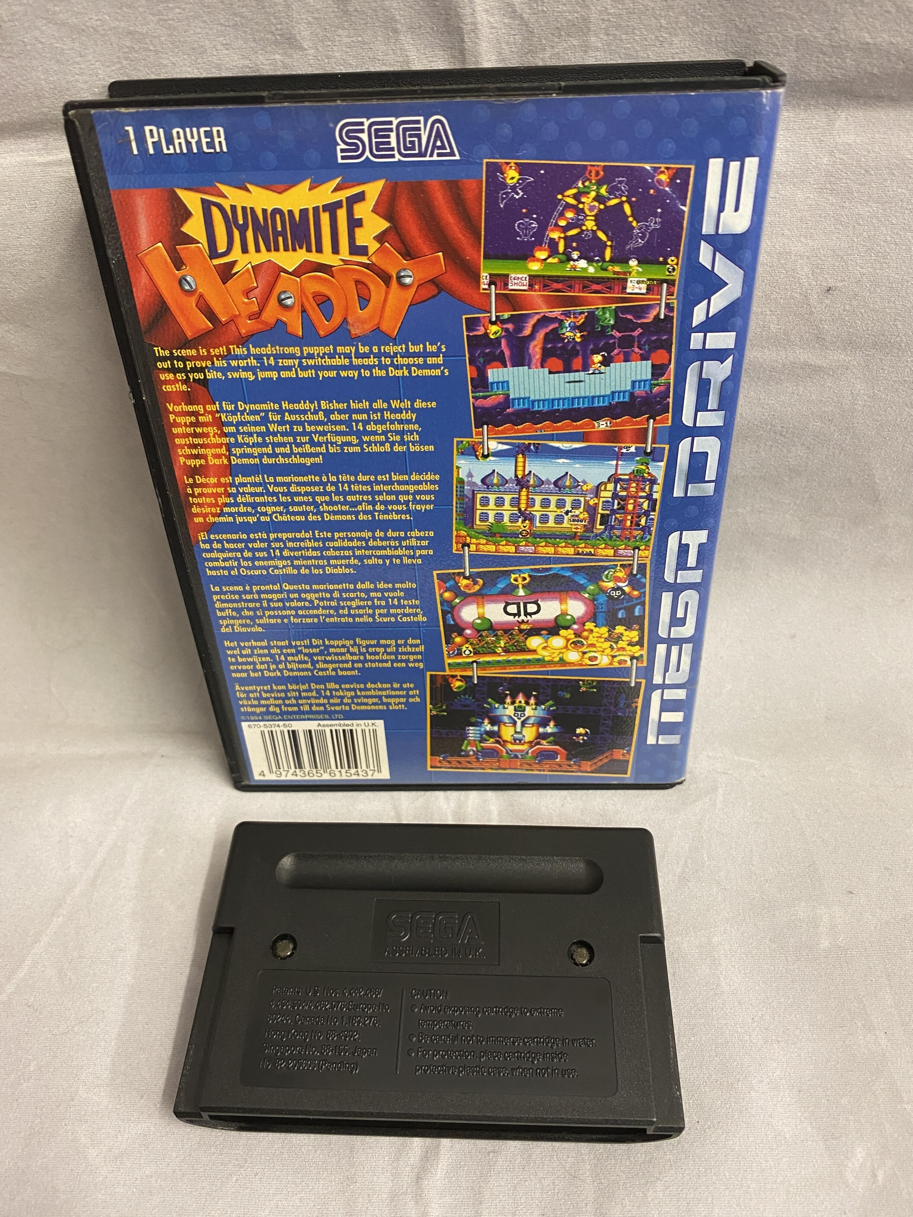 Dynamite Headdy Sega Mega Drive box and cart back