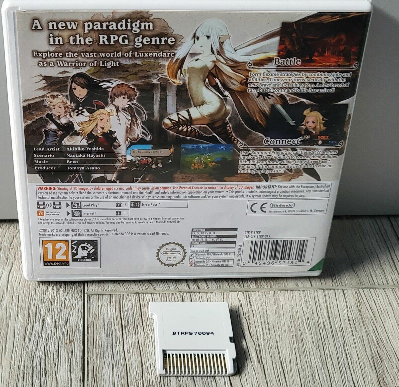 Bravely Default, back, Nintendo 3DS, game cartridge included, no manual, PAL UK edition, collector’s item