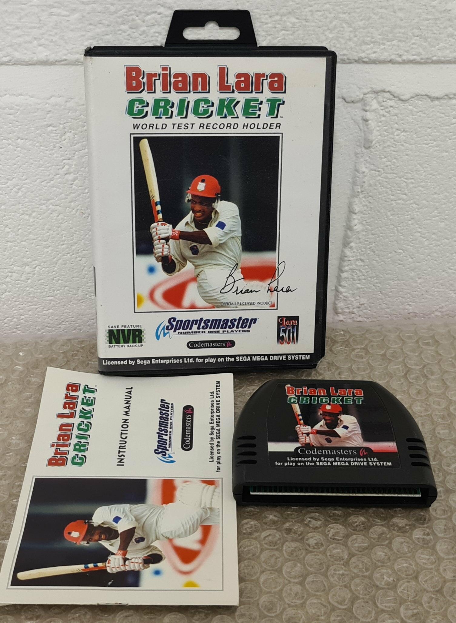 Brian Lara Cricket Sega Mega Drive box, manual & cart front