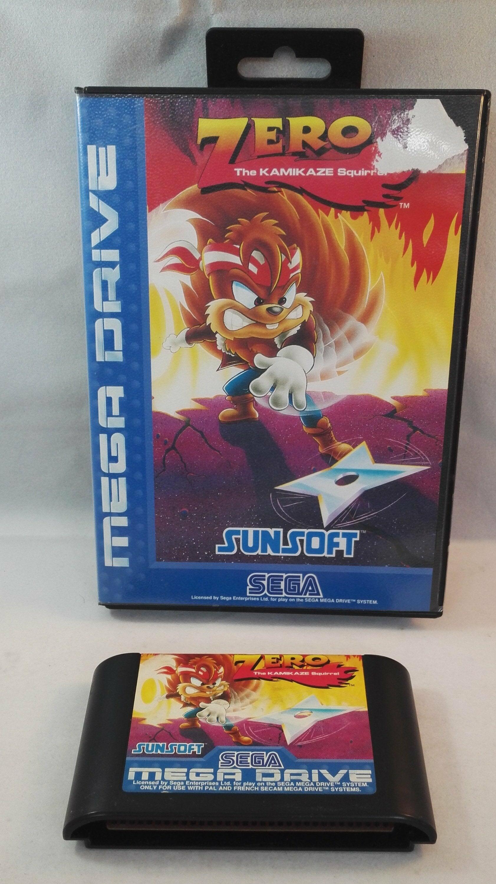Zero the Kamikaze Squirrel Sega Mega Drive box and cart front