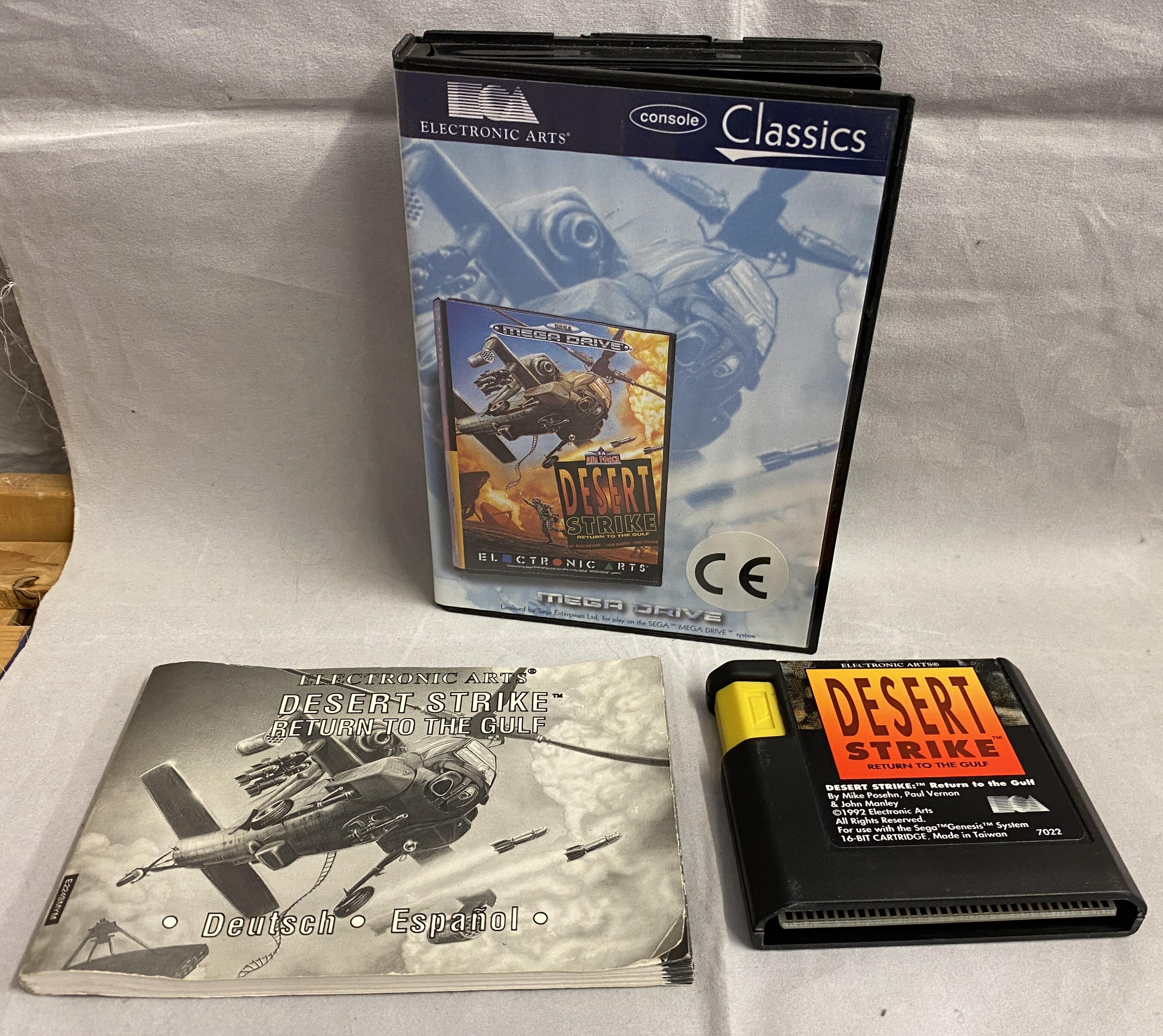 Desert Strike Sega Mega Drive box, manual & cart front