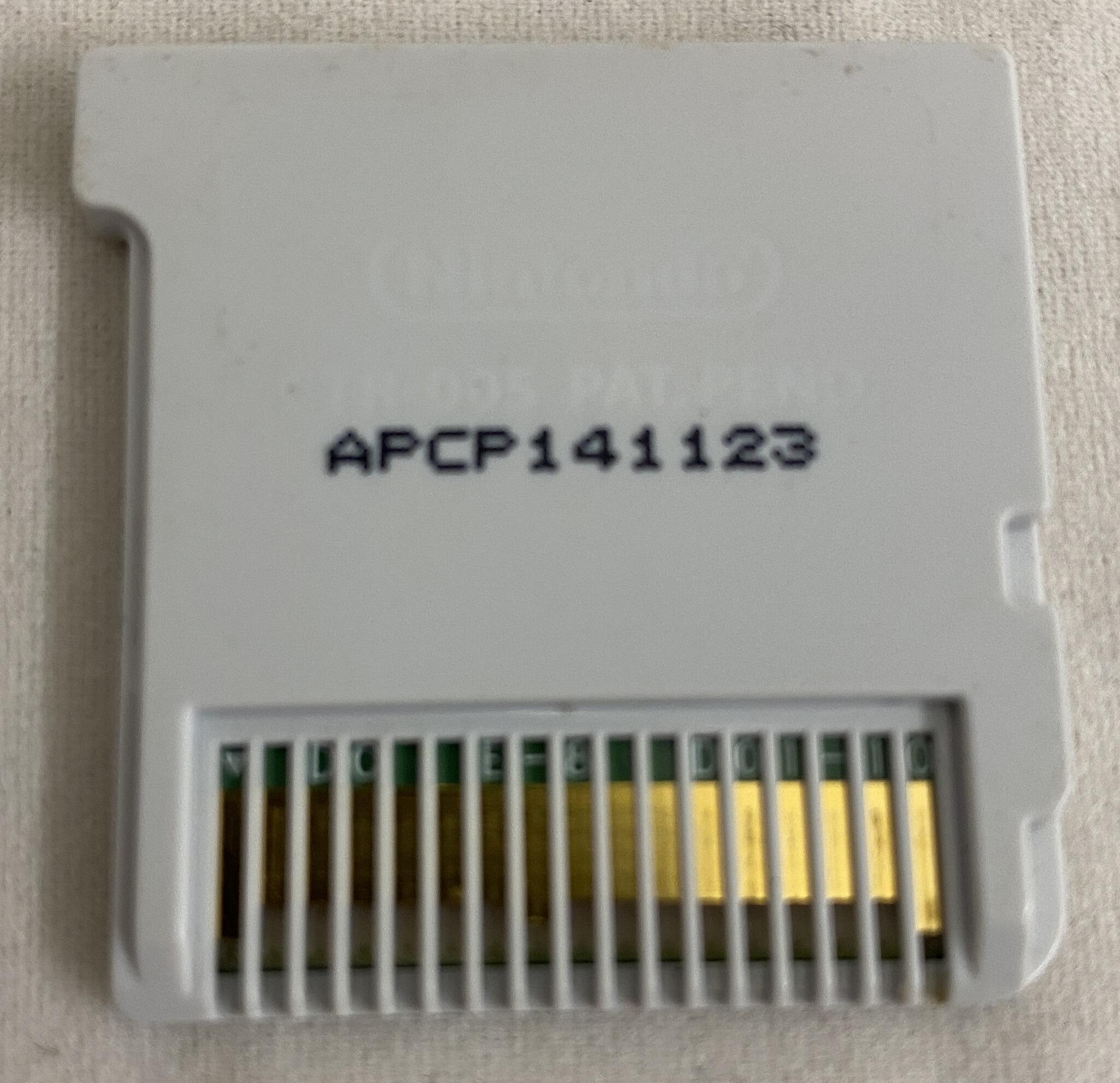 Back view of LEGO Pirates of the Caribbean Nintendo 3DS game cartridge showing serial number and connectors.