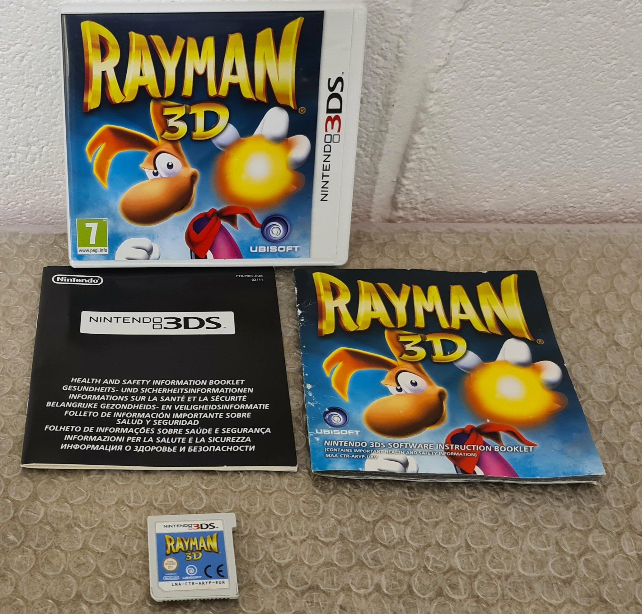 Rayman 3D Nintendo 3DS game case featuring Rayman in action pose on vibrant background - front view.