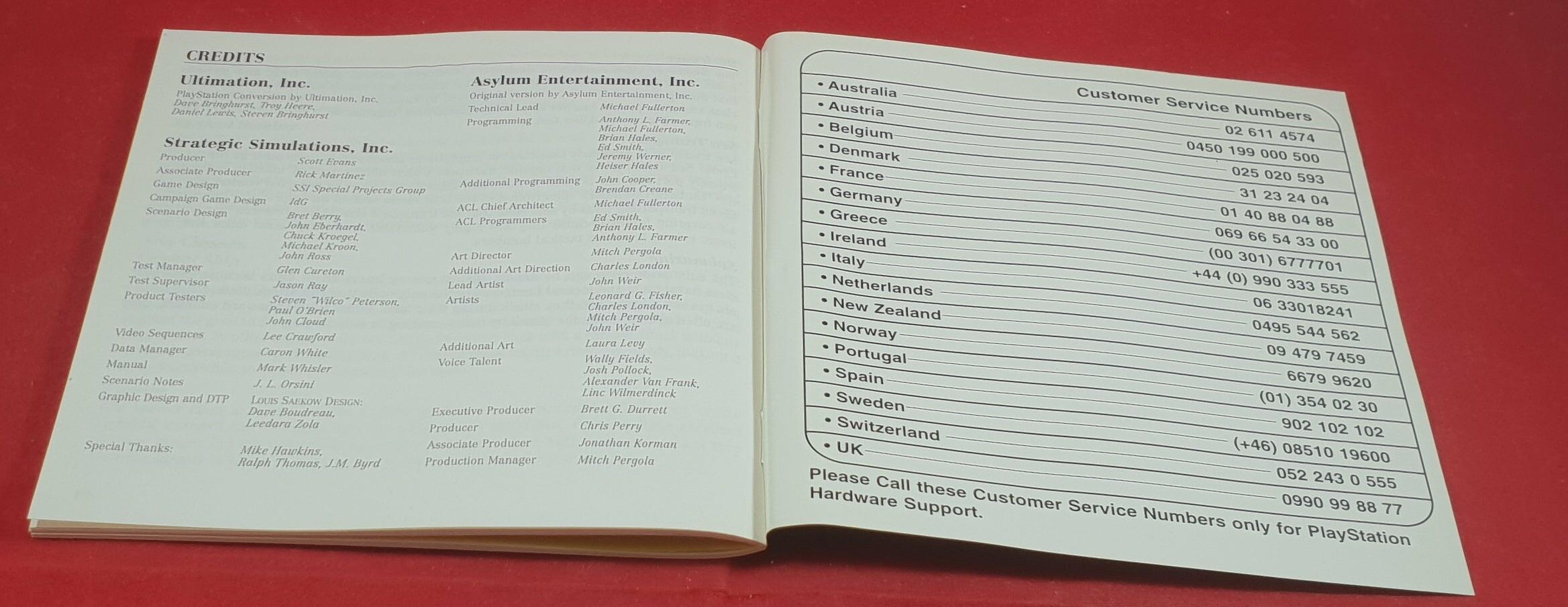 Back page of open manual showing condition.