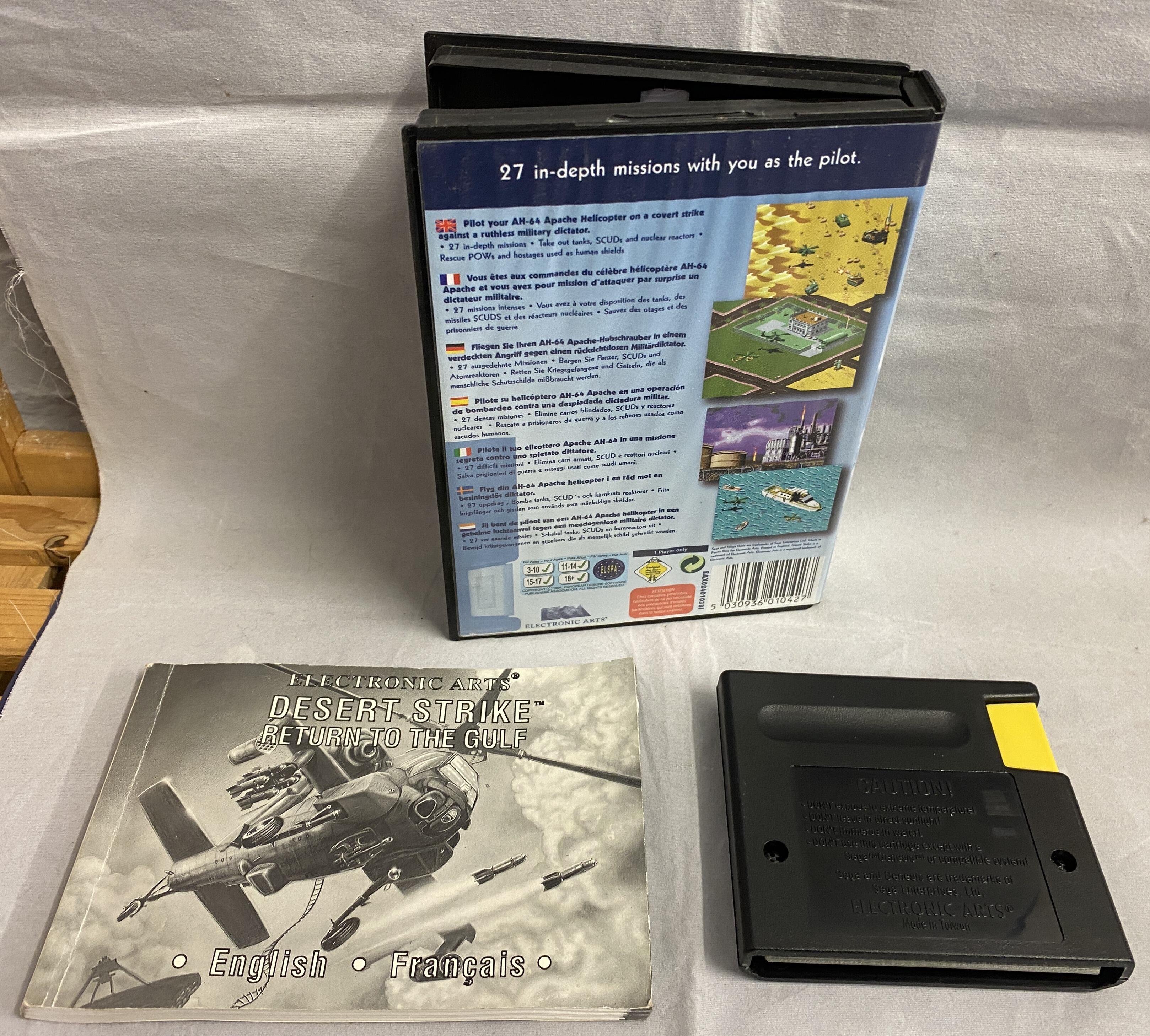 Desert Strike Sega Mega Drive box, manual & cart back