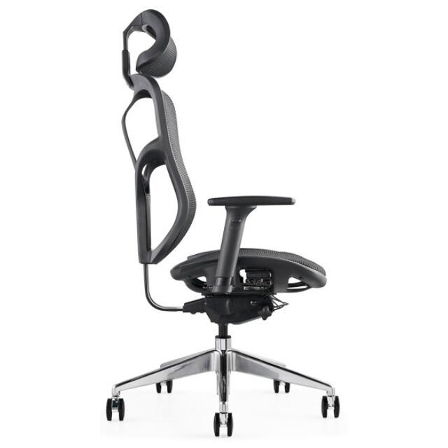 F94 office chair with headrest side profile ergonomic design