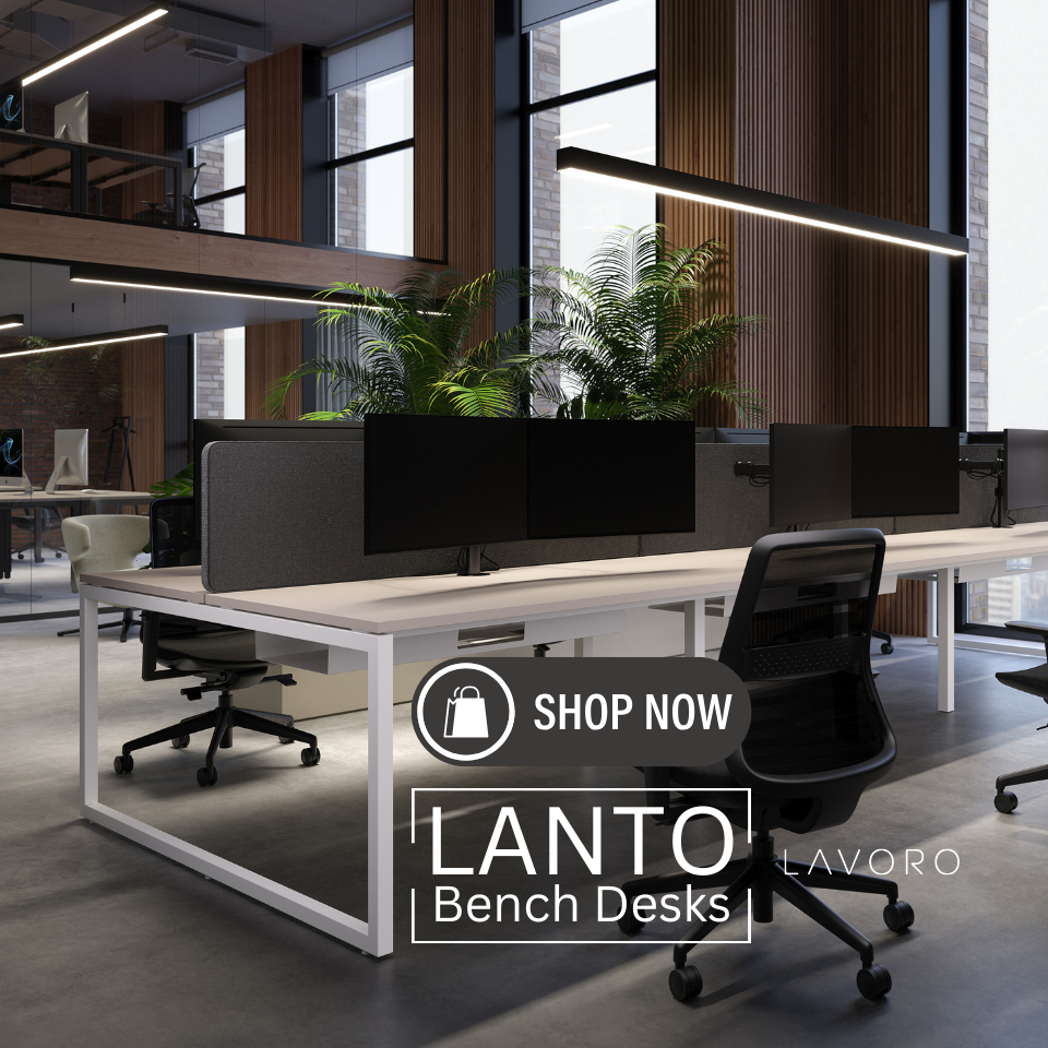 Lanto bench desk range – multi-user fixed height workstations with floating desktops