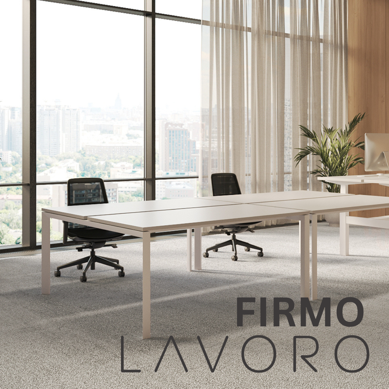 Lavoro Firmo fixed height desks – durable and stylish office furniture solution.
