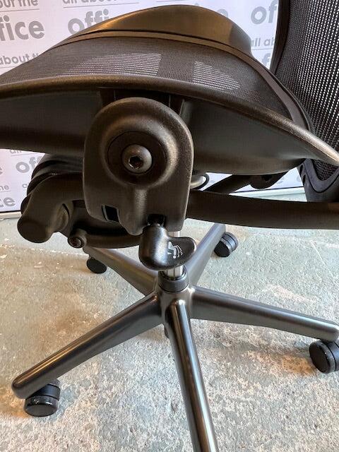 Graphite Herman Miller Aeron Size A ergonomic office chair detail
