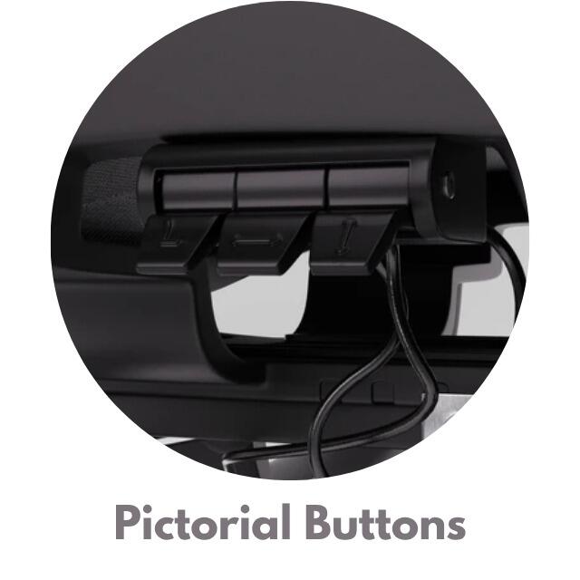 Ergonomic chair pictorial controls for seat height recline and adjustment functions