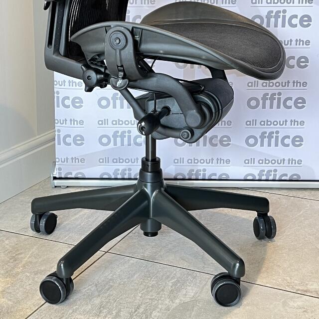 Refinished base and upgraded castors on refurbished Herman Miller Aeron chair