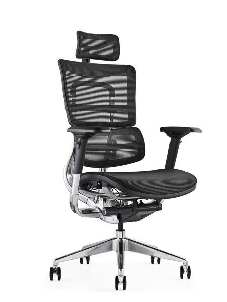 Hood i29 mesh seat ergonomic task chair with adjustable headrest – new, black frame, executive seating