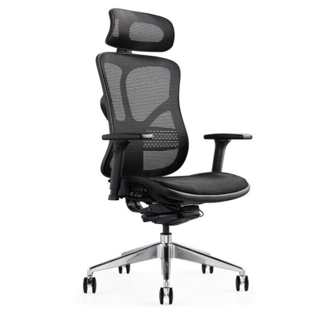 F94 ergonomic mesh chair with adjustable headrest angled view