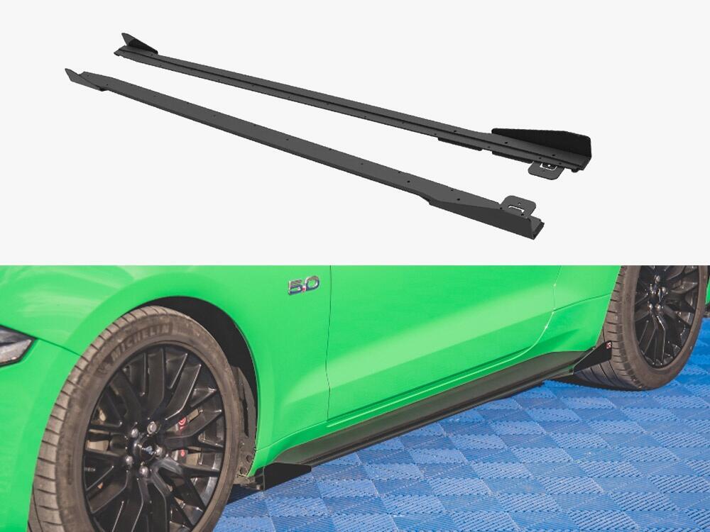 Street PRO Side Skirts Diffusers V.1 + Flaps Ford Mustang GT Mk6 Facelift