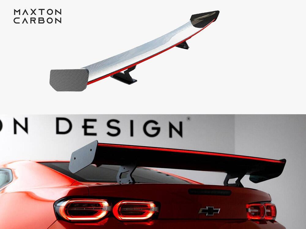 Carbon Spoiler With Internal Brackets Uprights + LED Chevrolet Camaro SS Mk6 Facelift