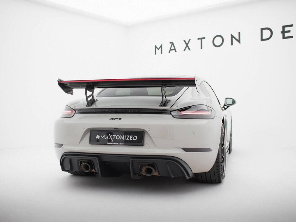 Carbon Spoiler With Internal Brackets Uprights V.2 + LED Porsche 718 Cayman GTS 982c
