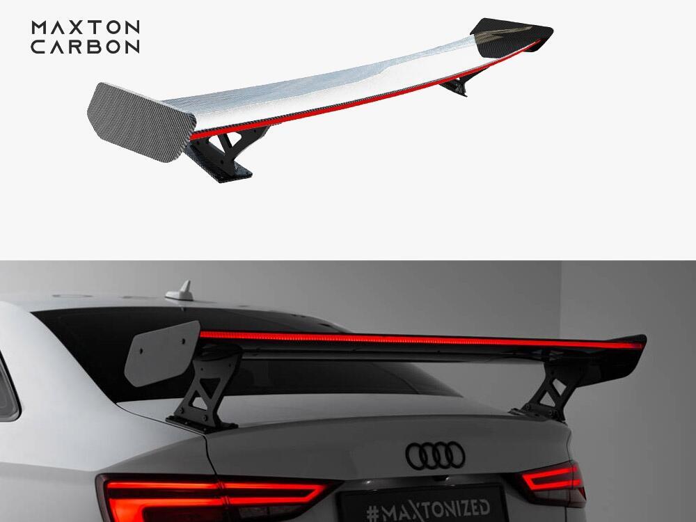 Carbon Spoiler With External Brackets Uprights + LED Audi A3 / A3 S-Line / S3 / RS3 Sedan 8V / 8V Facelift