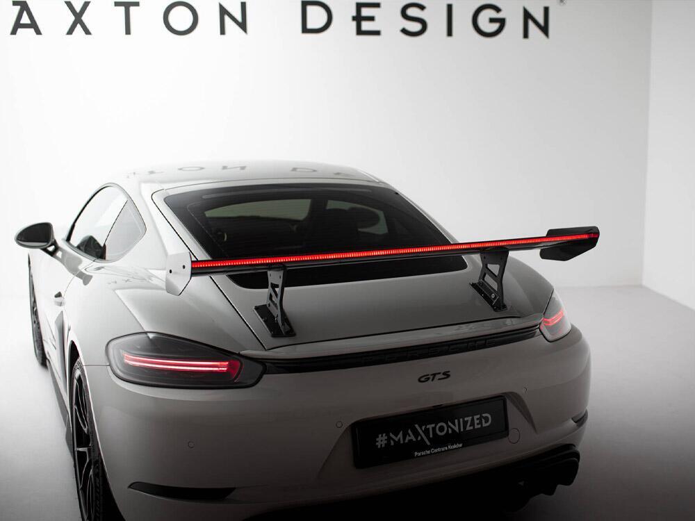 Carbon Spoiler With Internal Brackets Uprights V.1 + LED Porsche 718 Cayman GTS 982c