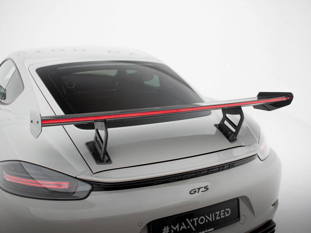 Carbon Spoiler With Internal Brackets Uprights V.2 + LED Porsche 718 Cayman GTS 982c