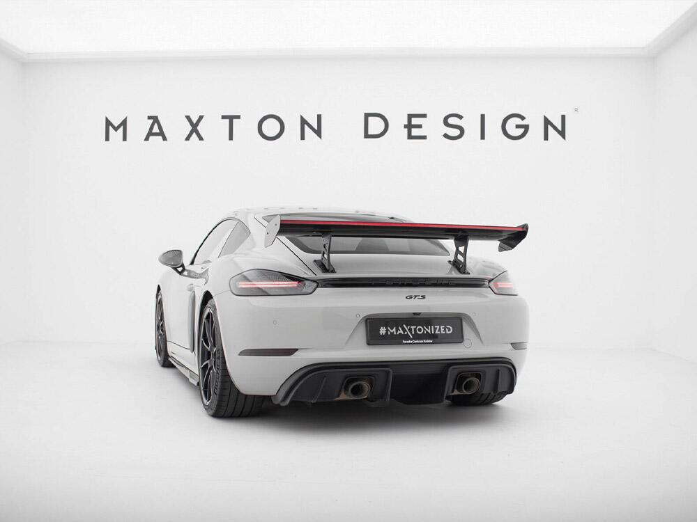 Carbon Spoiler With Internal Brackets Uprights V.1 + LED Porsche 718 Cayman GTS 982c