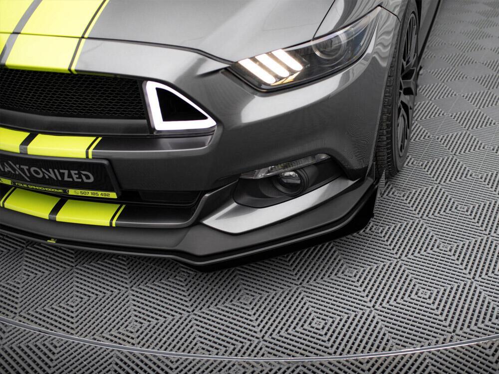 Street PRO Front Splitter + Flaps Ford Mustang GT Mk6 - Black-Red + Gloss Flaps