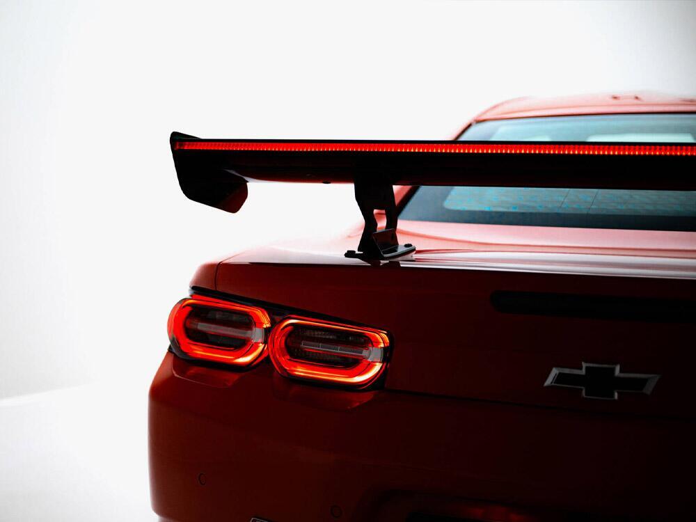 Carbon Spoiler With Internal Brackets Uprights + LED Chevrolet Camaro SS Mk6 Facelift