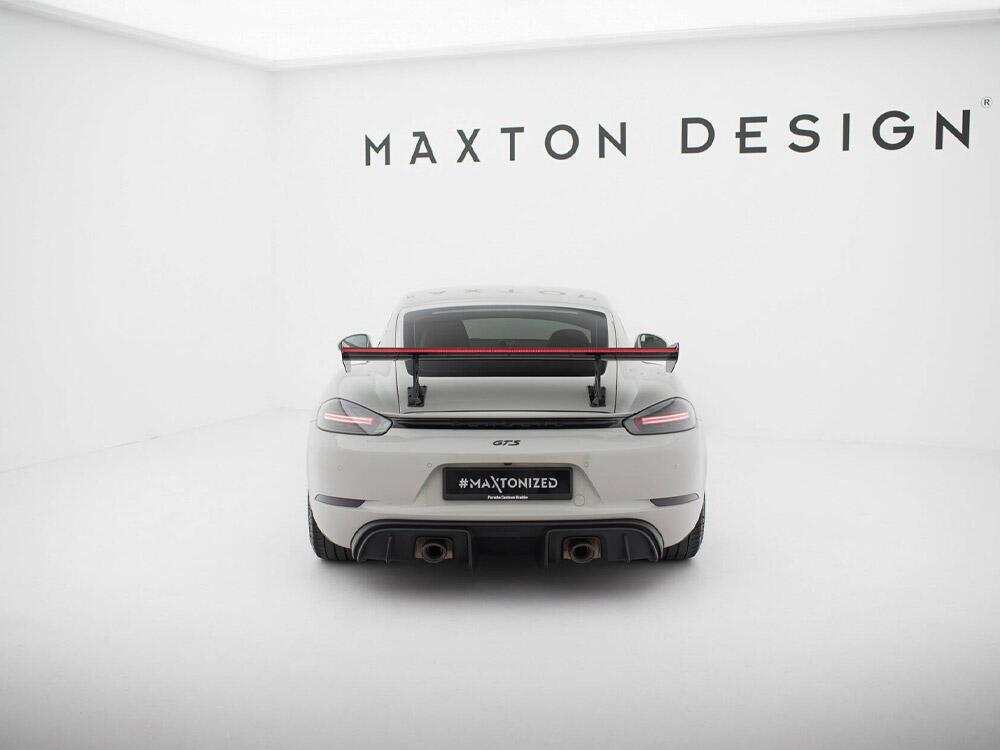 Carbon Spoiler With Internal Brackets Uprights V.1 + LED Porsche 718 Cayman GTS 982c