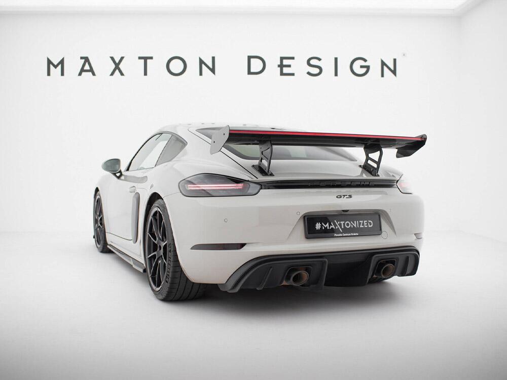 Carbon Spoiler With Internal Brackets Uprights V.2 + LED Porsche 718 Cayman GTS 982c