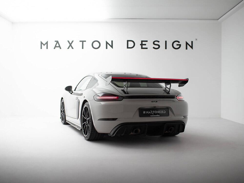 Carbon Spoiler With Internal Brackets Uprights V.2 + LED Porsche 718 Cayman GTS 982c