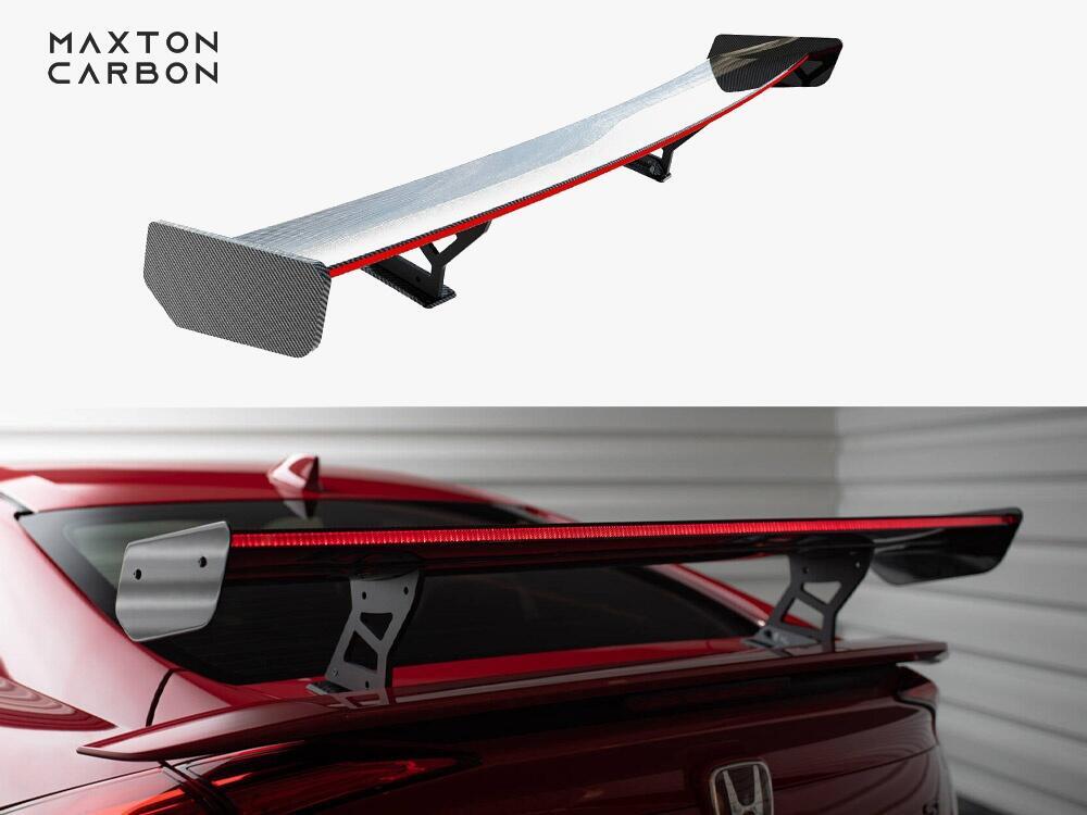 Carbon Spoiler With Internal Brackets Uprights + LED Honda Civic SI Mk10