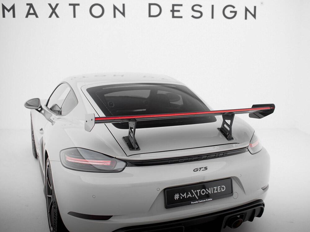 Carbon Spoiler With Internal Brackets Uprights V.1 + LED Porsche 718 Cayman GTS 982c