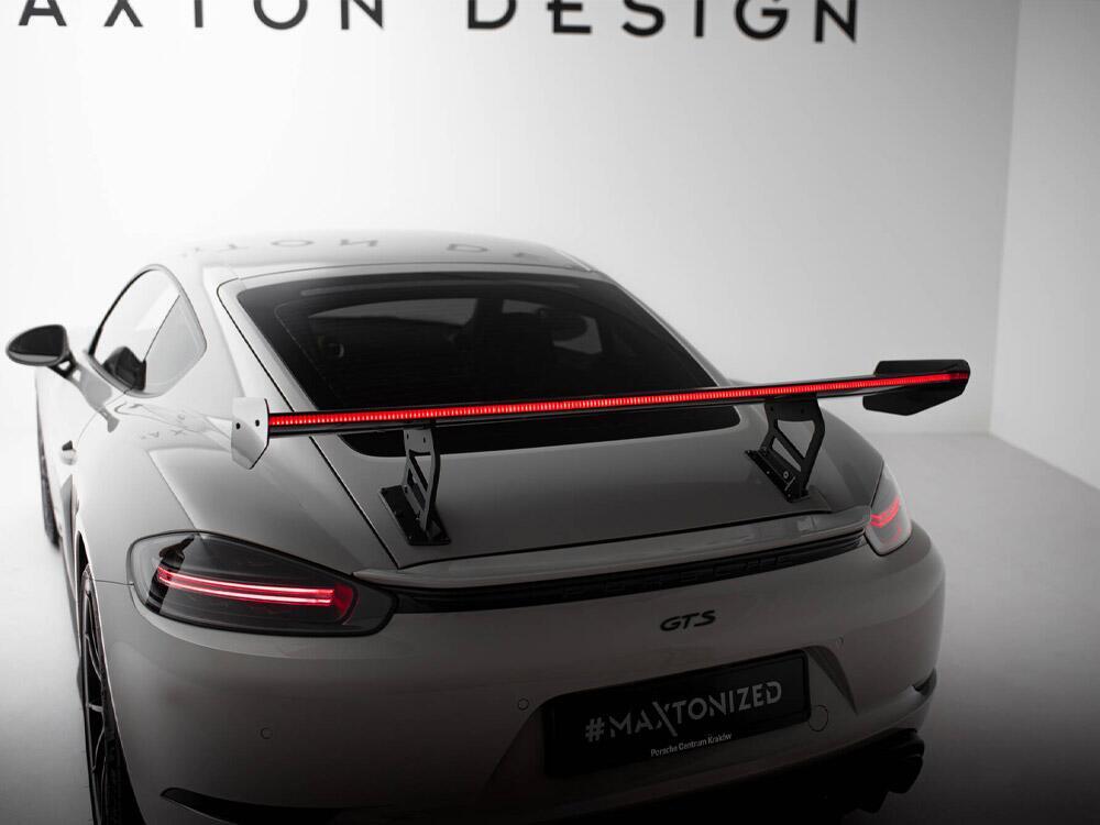 Carbon Spoiler With Internal Brackets Uprights V.2 + LED Porsche 718 Cayman GTS 982c