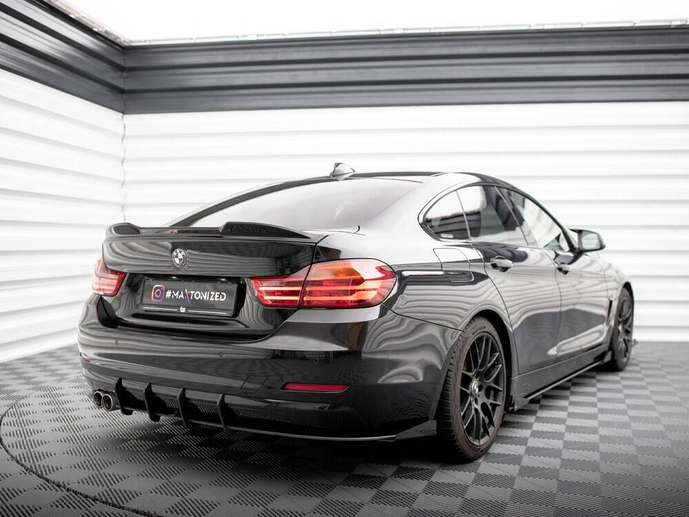 Street PRO Rear Diffuser + Flaps BMW 4 Gran Coupe F36 - Black-Red + Gloss Flaps