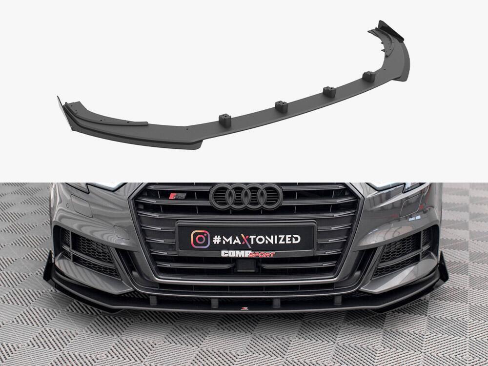 Street PRO Front Splitter V.1 + Flaps Audi S3 / A3 S-Line Sportback 8V Facelift