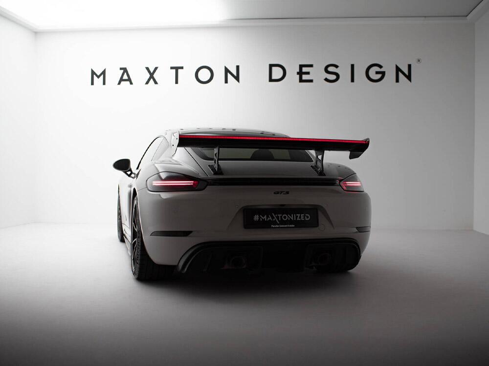Carbon Spoiler With Internal Brackets Uprights V.1 + LED Porsche 718 Cayman GTS 982c
