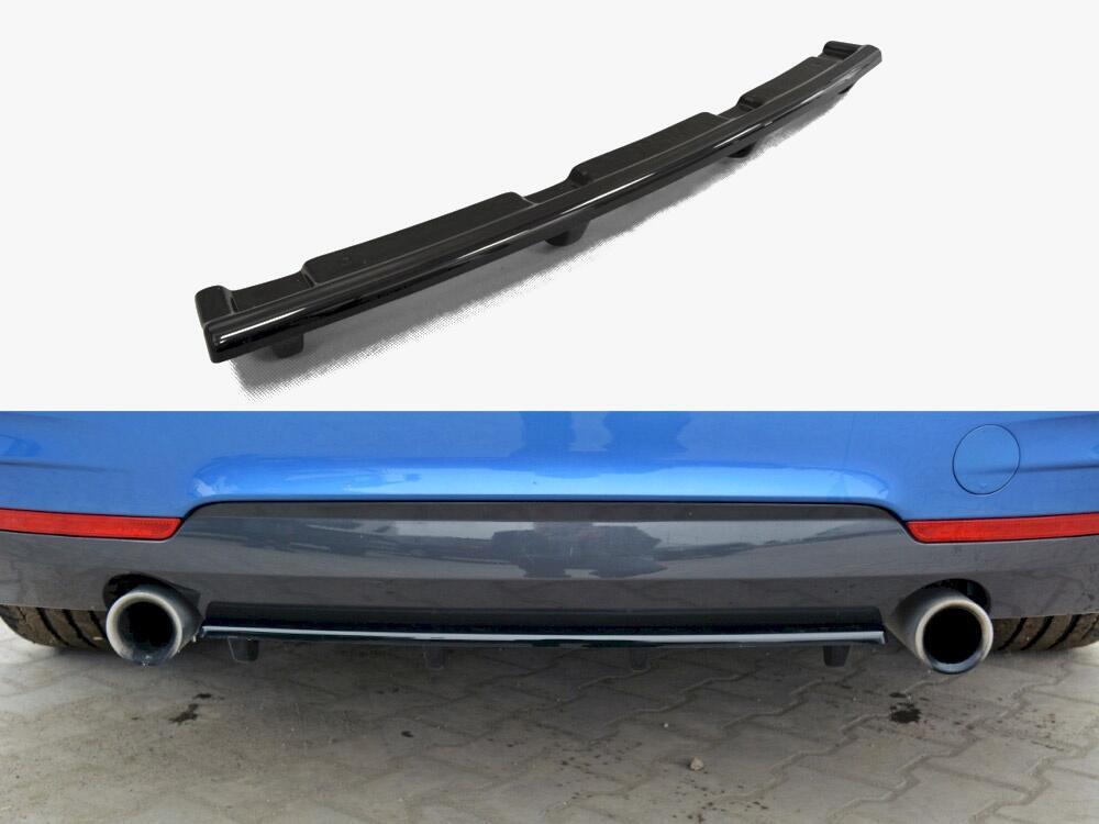 Central Rear Splitter (Vertical Bars) BMW 4 Coupe / Gran Coupe / Cabrio M-Pack F32 / F36 / F33 - Carbon Look