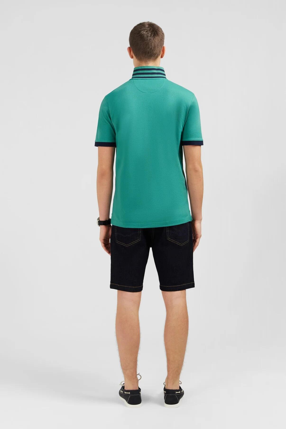 Eden Park jungle green casual polo for men, contrast light collar detail, available up to 4XL