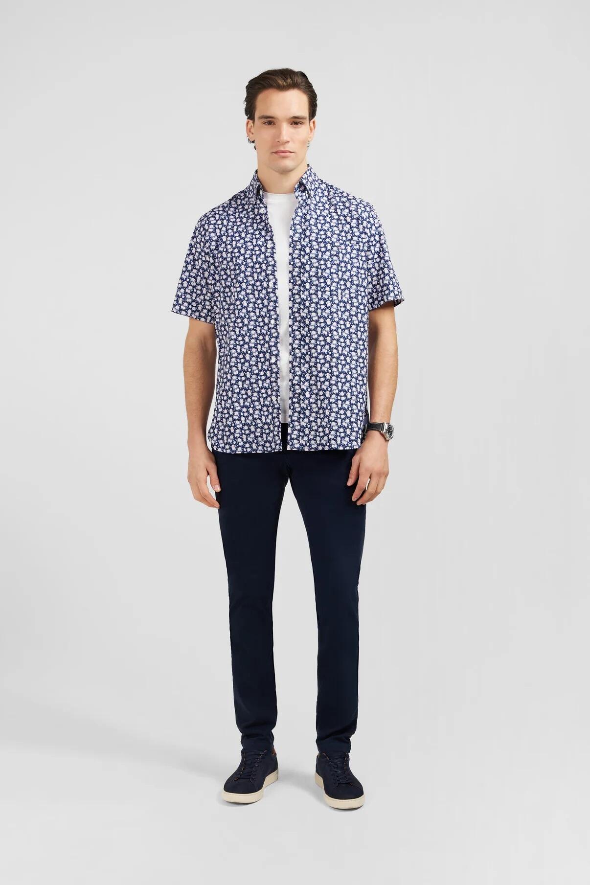 Eden Park men’s shirt featuring all-over pink floral pattern and short sleeves