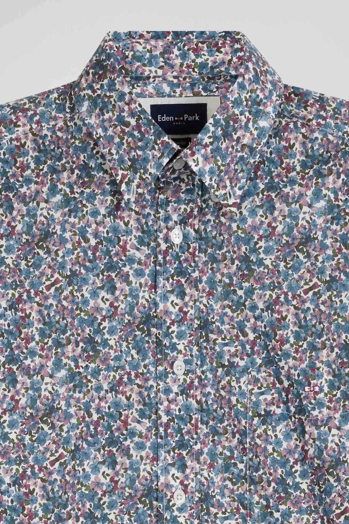 Eden Park men’s pink long‑sleeve shirt with eye‑catching floral print, available in sizes M to 4XL